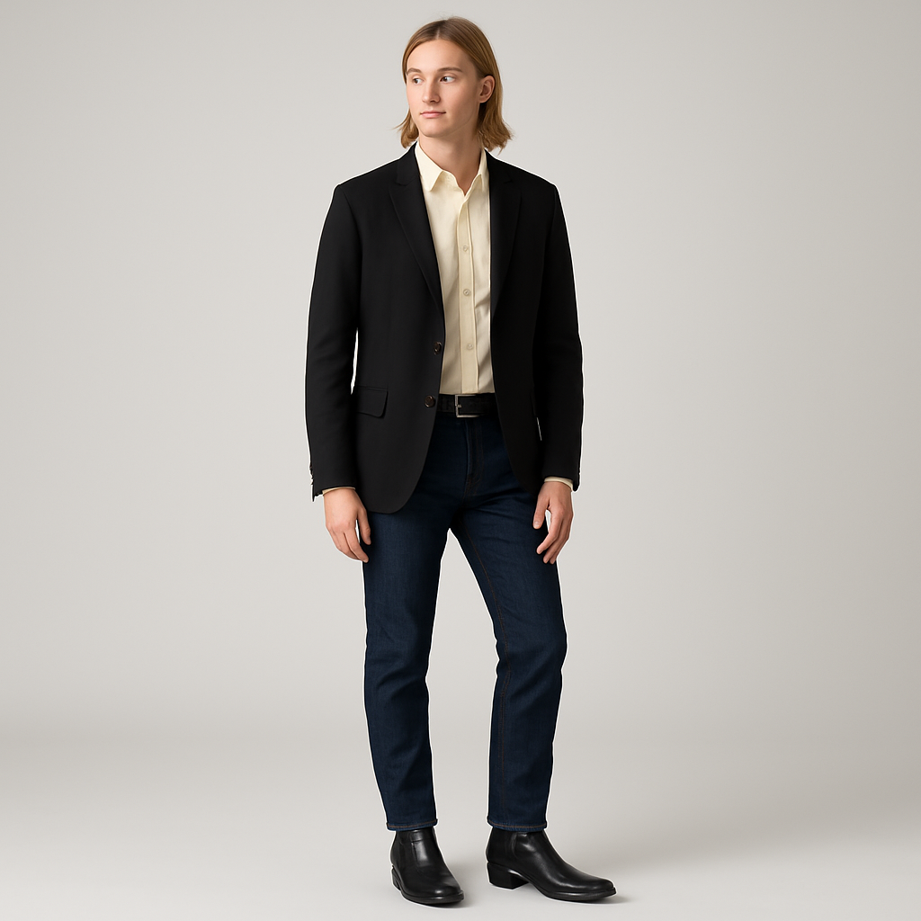 Western-style ankle boot with pointed toe, stitched detailing, and angled heel.